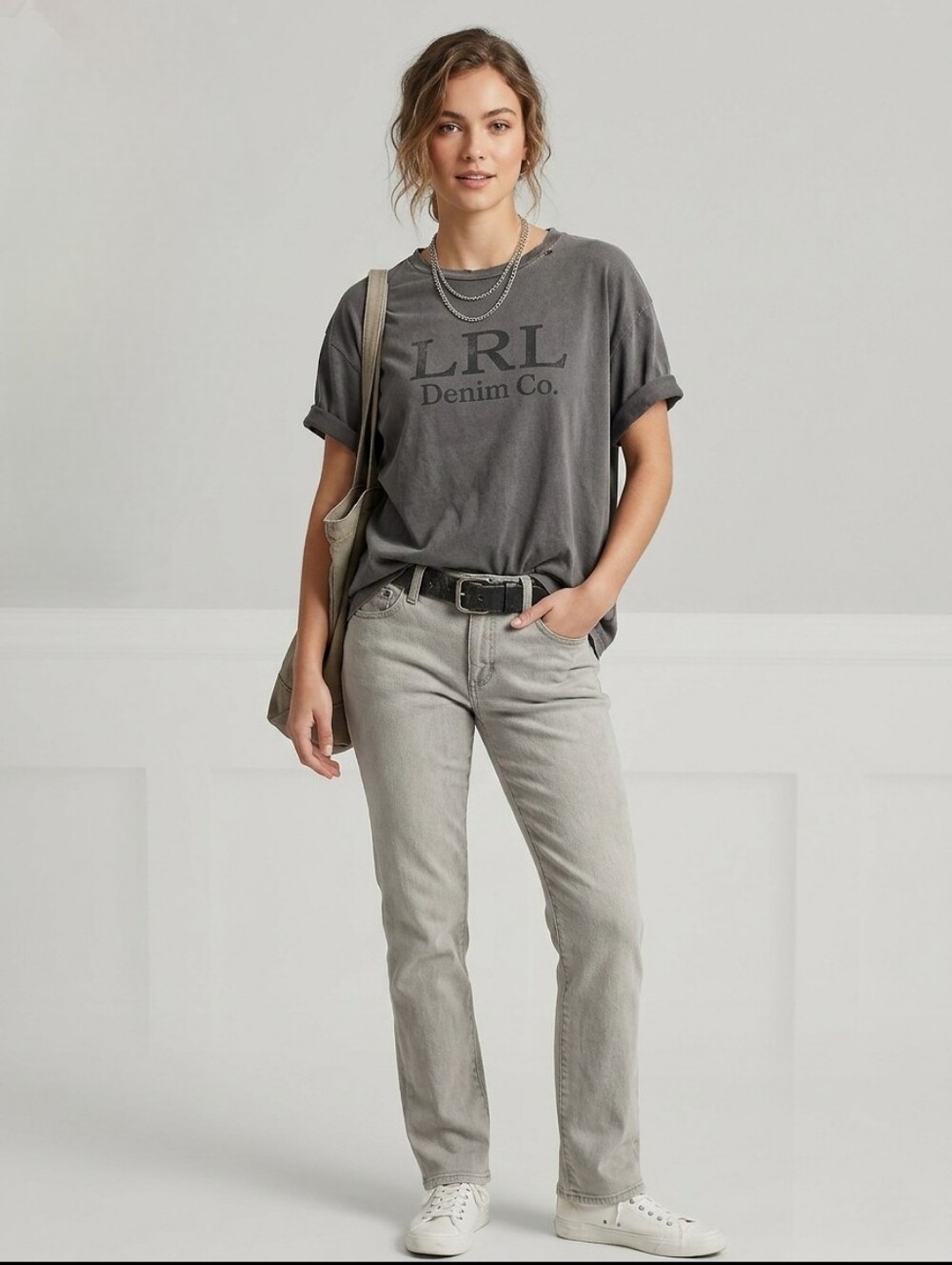 LRL Lauren Ralph Lauren Classic Straight Leg Jeans - Size 4 - Grey